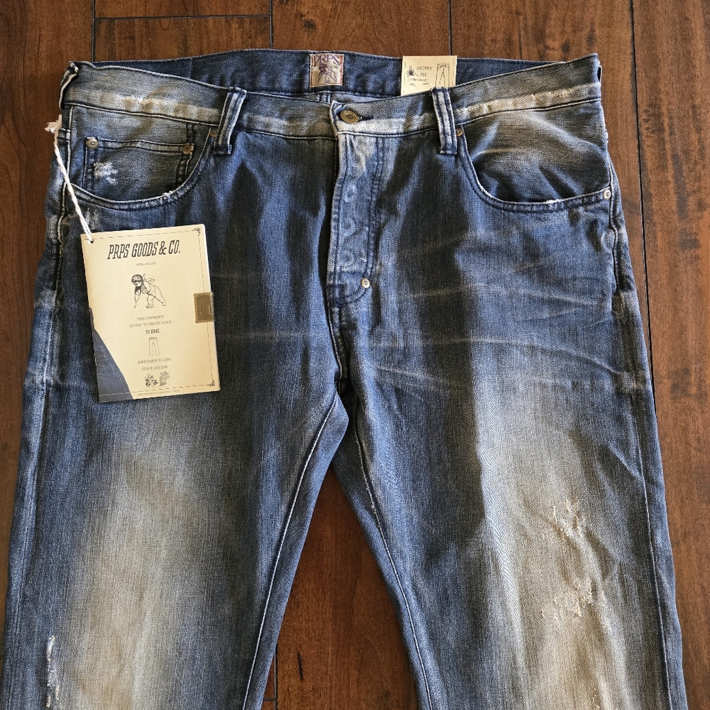 PRPS Rambler Skinny Fit Low Front Rise Button Fly Japanese Selvedge Jeans Sz 38 - Picture 5 of 16